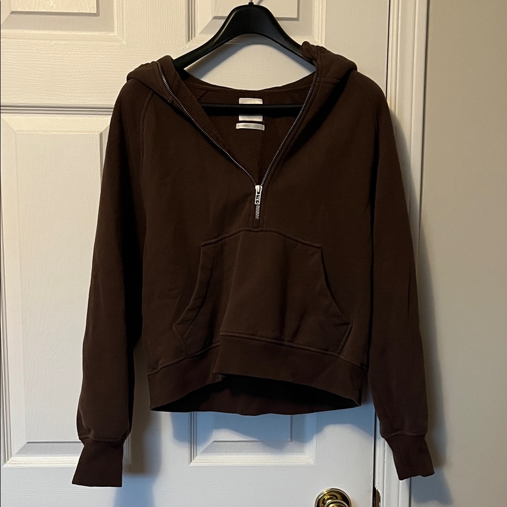 Chocolate Brown Women's Quarter Zip Up Hoodie